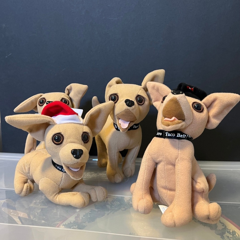 Vintage Lot of 4 Taco Bell Chihuahua Dog Plush Toy Yo Quiero Applause - No Sound